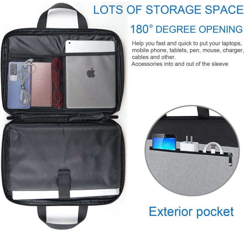 Naukay Laptop Sleeve, Slim Durable Notebook Computer Protection Case Business Briefcase Handle Bag Compatible with 14 15 15.4 inch MacBook Pro HP Dell Acer Asus Chromebook, Black/Grey - Image 2